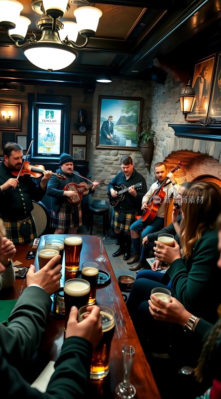 苏格兰风笛乐队现场演奏观众举杯共庆