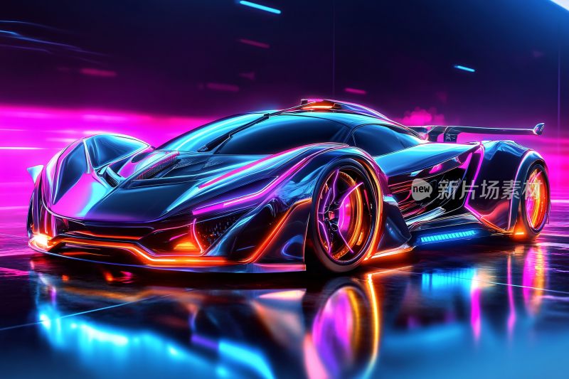 炫酷未来感霓虹赛车