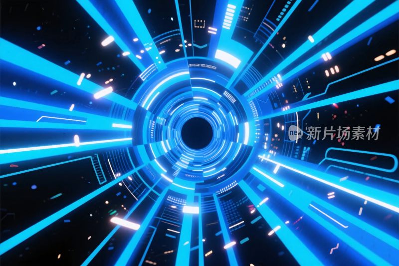 蓝色科技光效隧道