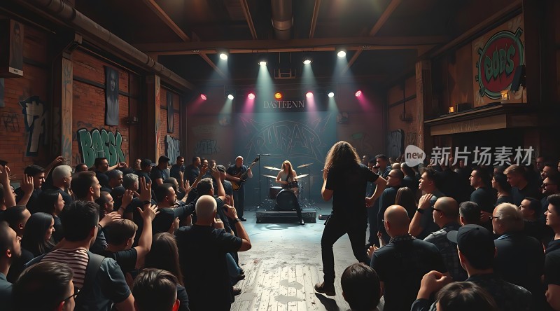摇滚现场乐队激情演出观众热情高涨