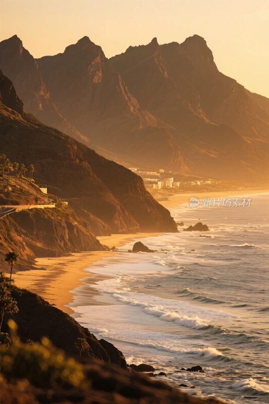 海岸山峦风景图