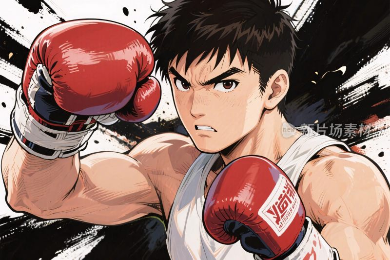 拳击动漫角色插画
