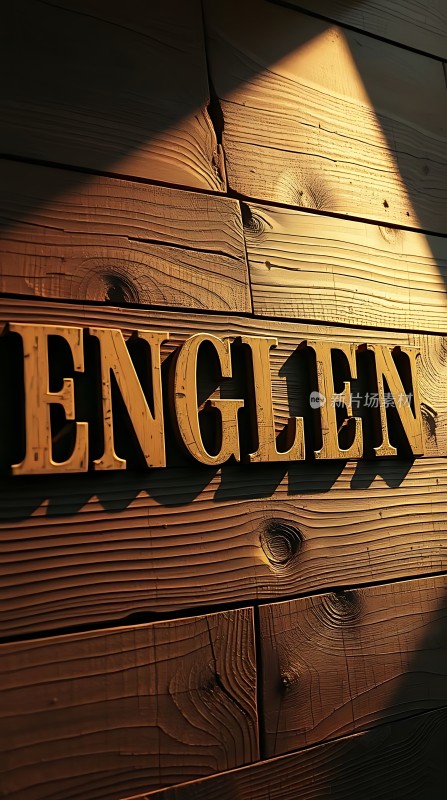 阳光下的木墙上的“ENGLER”标志
