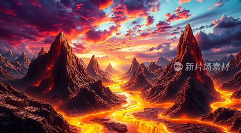 熔岩峡谷日落奇景