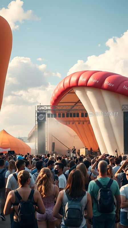 音乐节现场观众热情高涨舞台设计独特气氛热烈