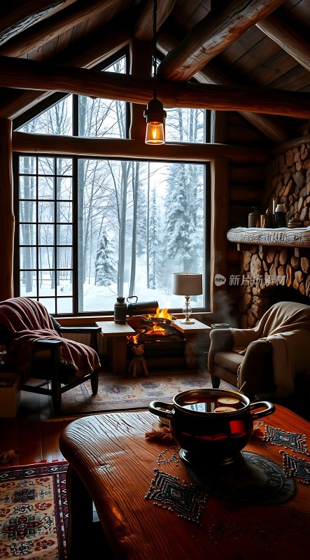 冬日暖炉旁的温馨小屋