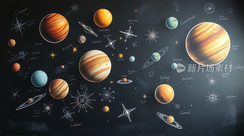太阳系行星与恒星艺术图