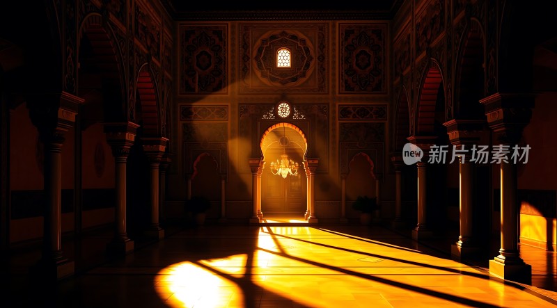 阳光下的宏伟宫殿内部