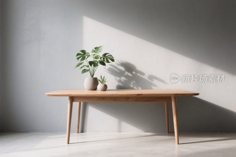 简约室内木桌绿植场景