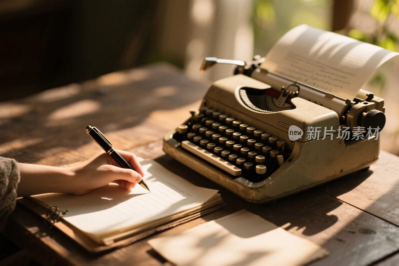 复古打字机书写场景