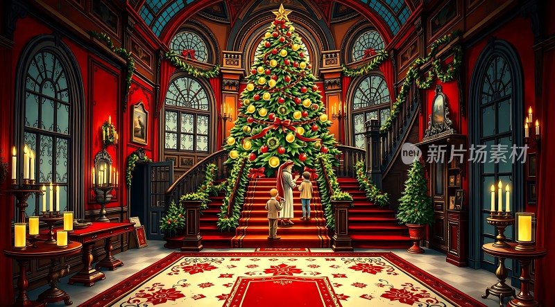 圣诞树下的温馨家庭时光