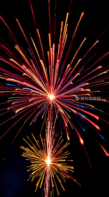 夜空烟花绽放色彩斑斓光芒四射