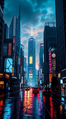 霓虹灯下的都市夜景