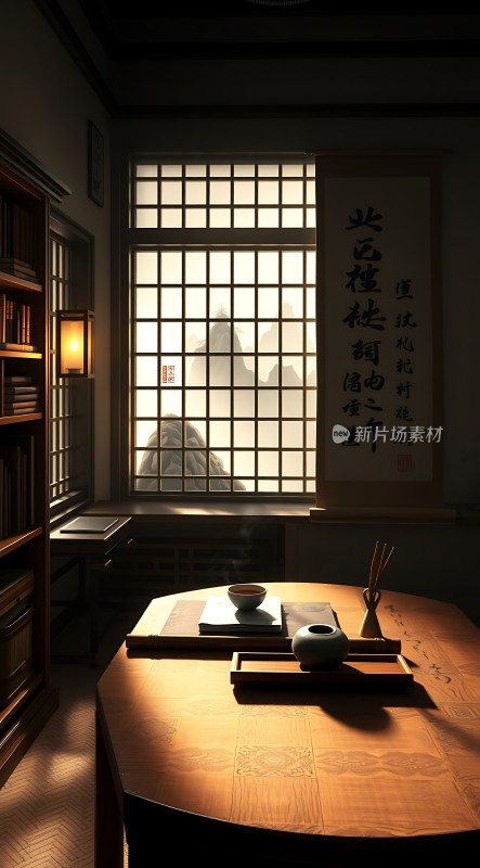 阳光下的古风书房