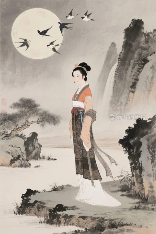 古风山水人物画