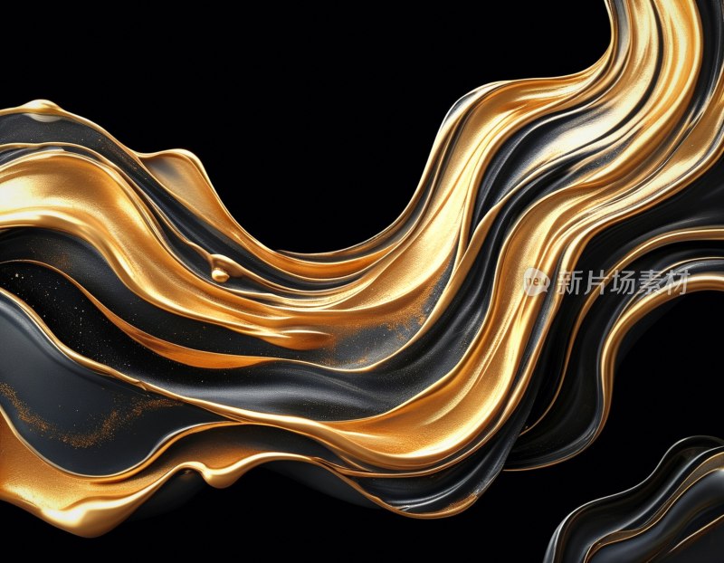 流动黑金液体背景