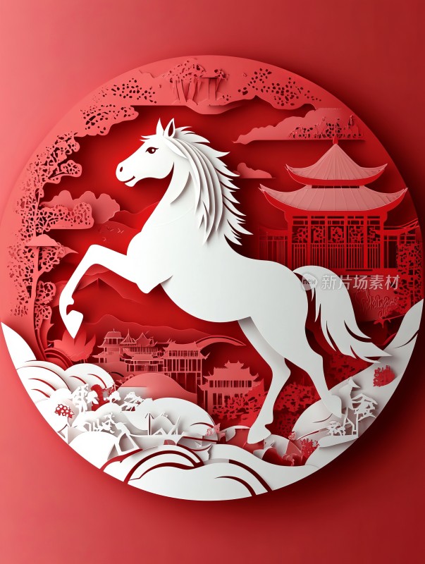 春节喜庆节日海报，马年