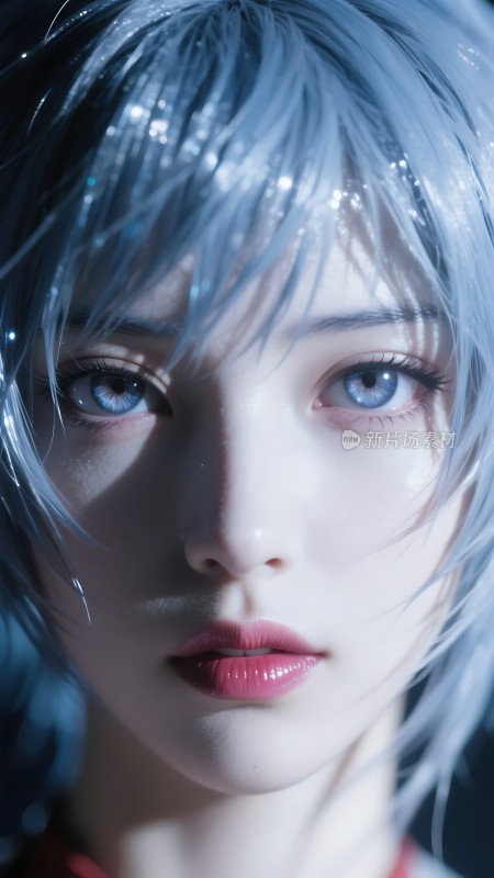 银发蓝眼神秘而迷人