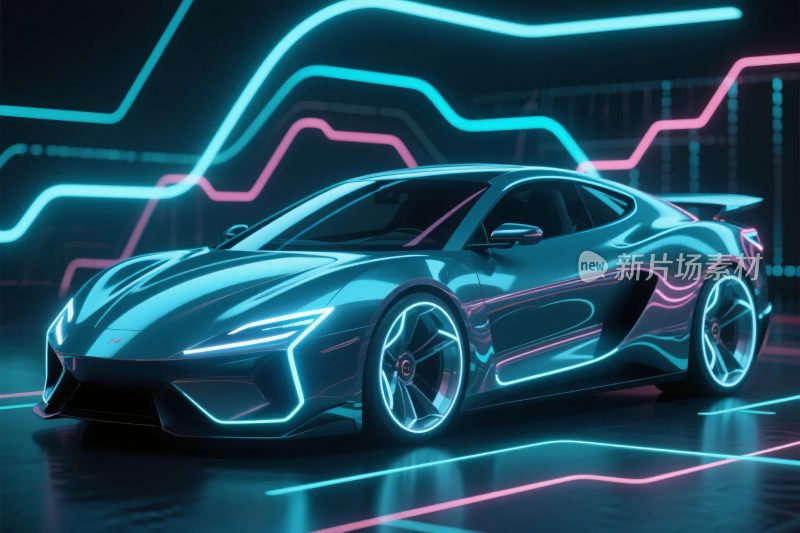 未来感霓虹跑车插画