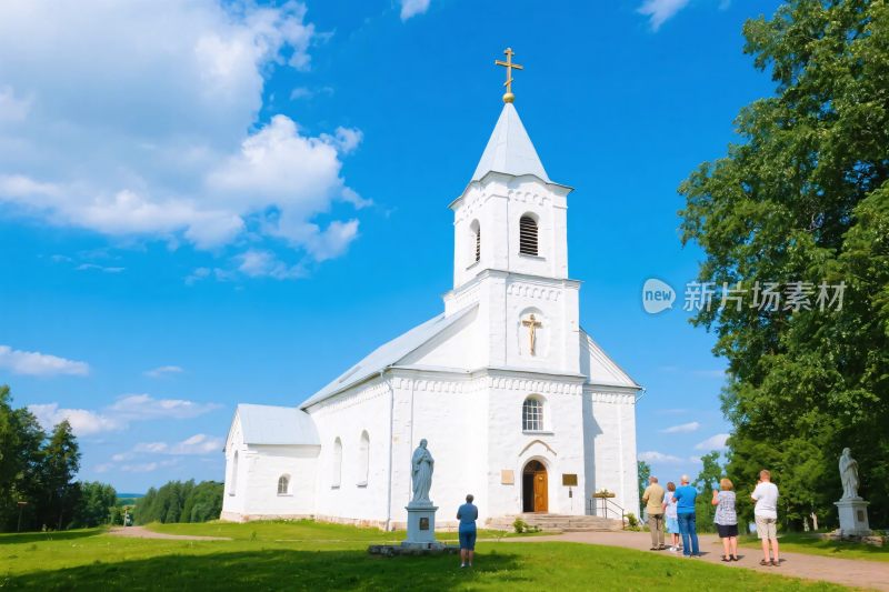 白色教堂风景图