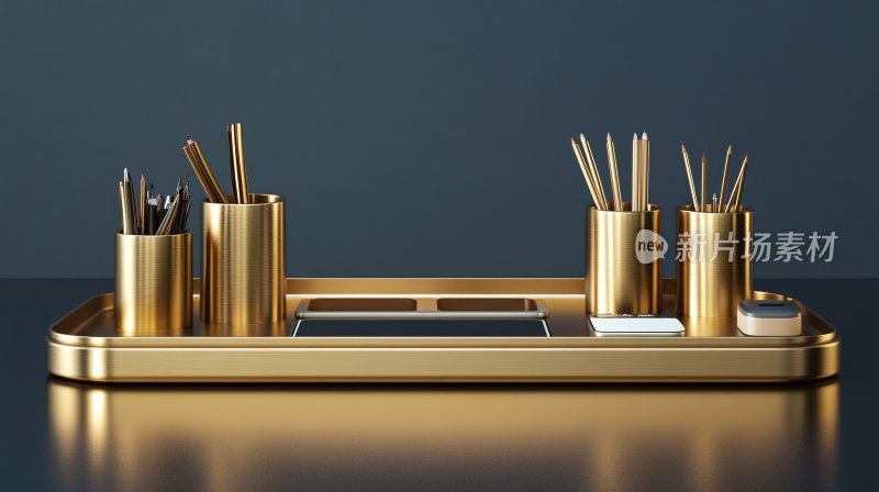 金色金属文具收纳托盘