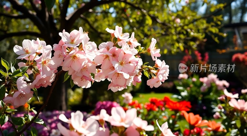 春日烂漫粉红樱花绽放