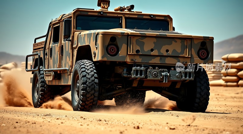 沙漠迷彩越野车疾驰而过