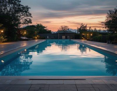 别墅泳池黄昏景 别墅泳池黄昏景