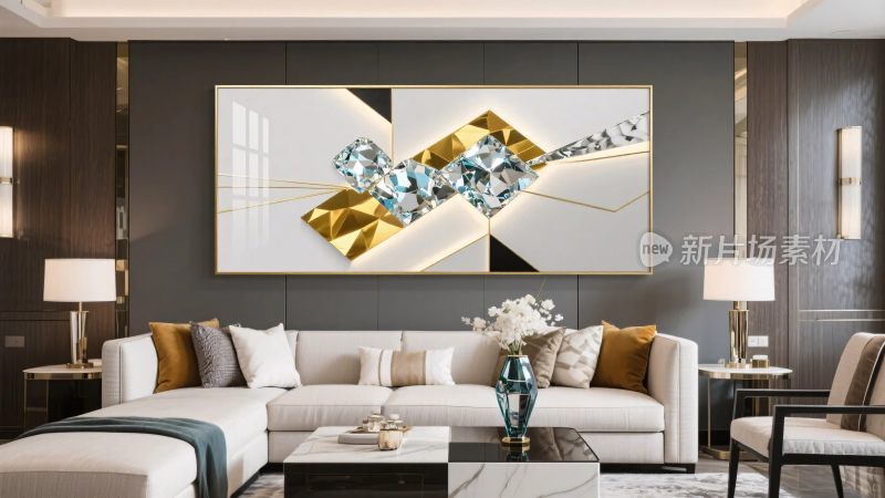 现代客厅装饰画与陈设