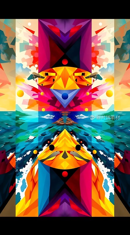 多彩几何海洋生物