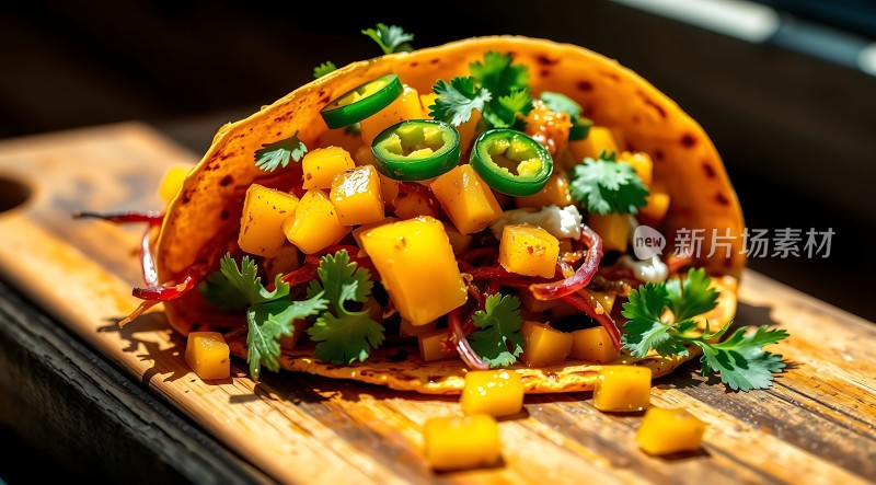 美味玉米饼配新鲜蔬菜