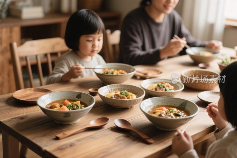 家庭用餐温馨场景