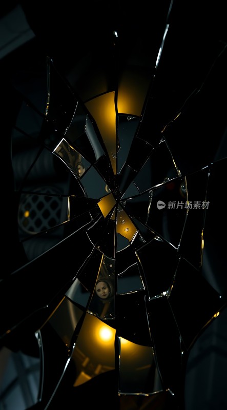 破碎玻璃中的神秘身影