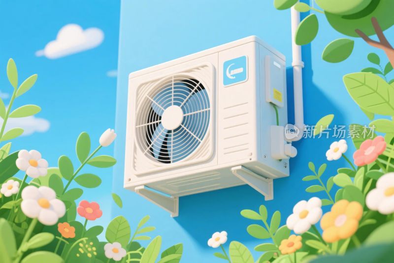 卡通风格空调外机场景