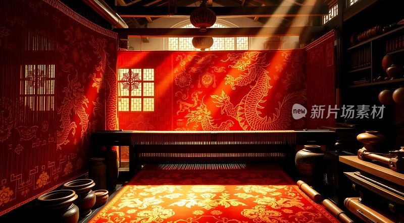 红色龙纹织布坊