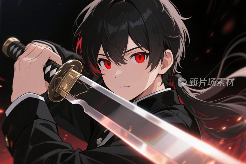 动漫角色持剑插画