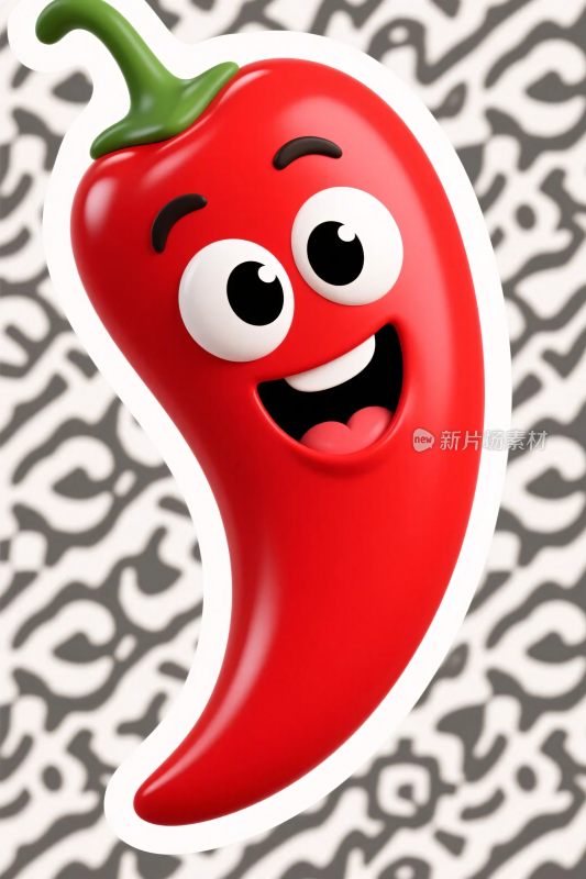 拟人化红色辣椒卡通形象