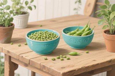 清新木桌碗装食材