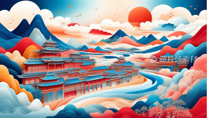 中国画山水画背景