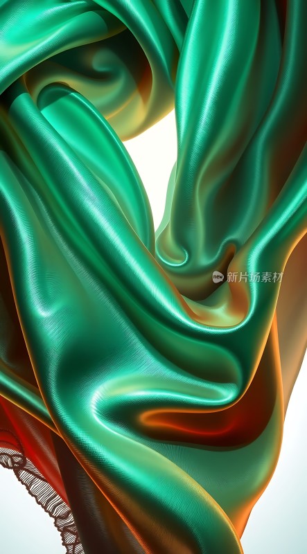 绿色丝绸飘动之美