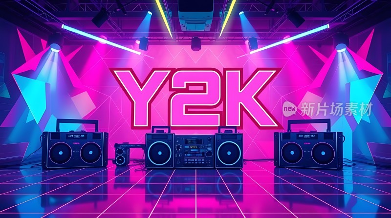 复古派对舞台霓虹灯光下的Y2K音乐时光