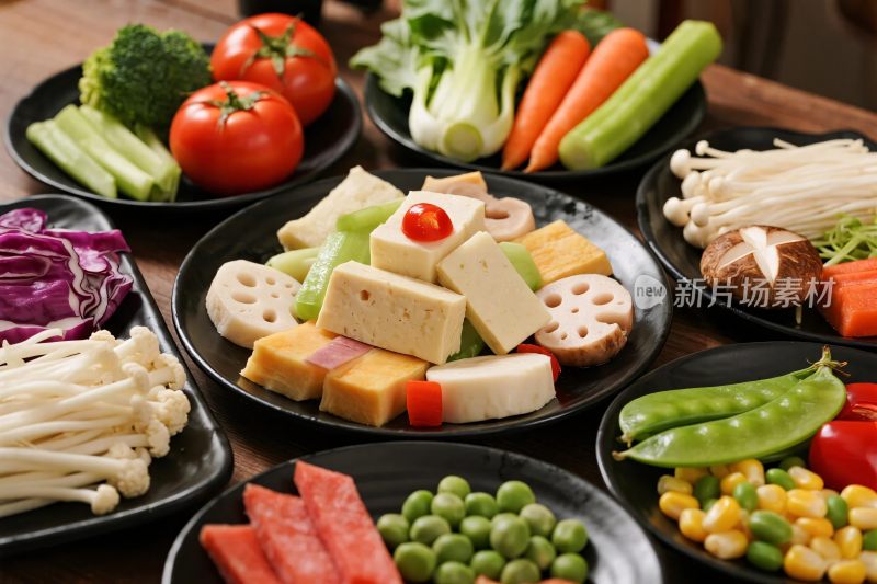 新鲜蔬果食材摆盘图