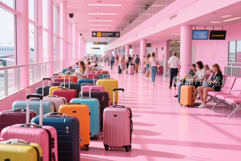 粉色机场行李场景