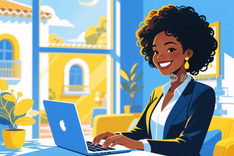 女性办公插画