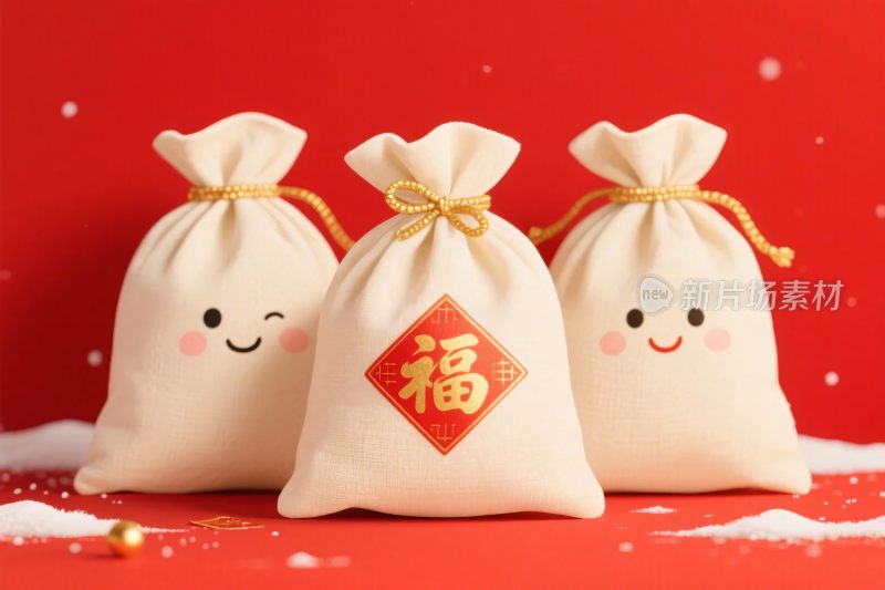 春节喜庆红包袋插画