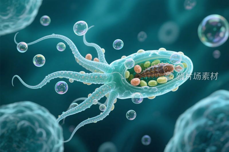 微观微生物细胞插画