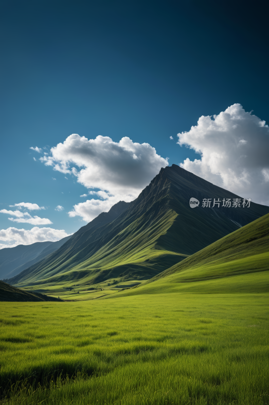 一片绿色的田野高山清风景图片