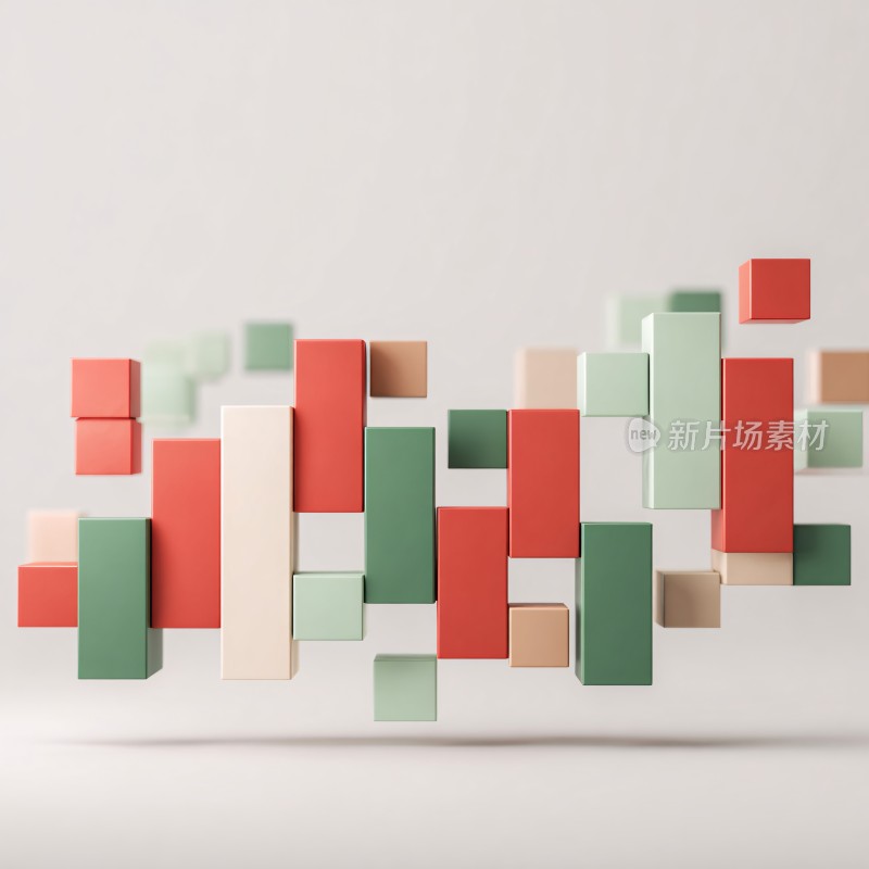 彩色立体方块悬浮画面
