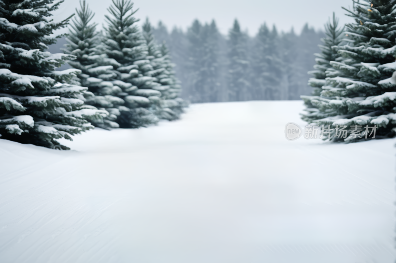 一条白雪覆盖的小路树木风光风景图片