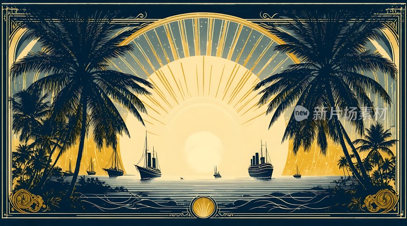 椰林帆影日落时